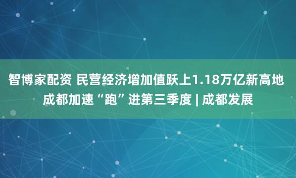 智博家配资 民营经济增加值跃上1.18万亿新高地 成都加速“跑”进第三季度 | 成都发展