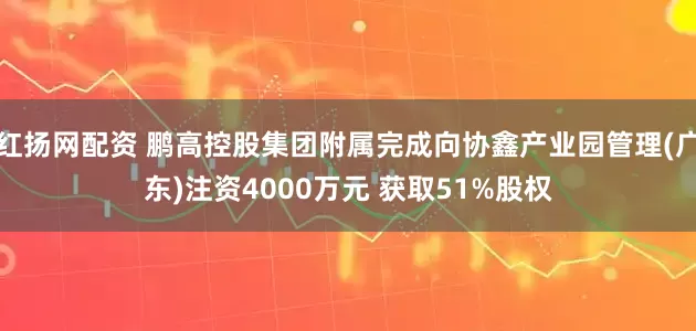 红扬网配资 鹏高控股集团附属完成向协鑫产业园管理(广东)注资4000万元 获取51%股权
